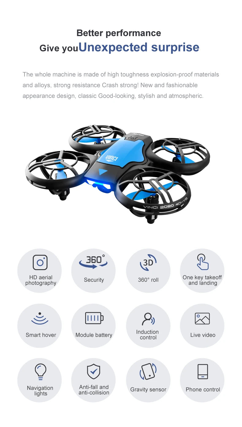 V8 New Mini Drone 4k profession HD 1080P Wide Angle Camera