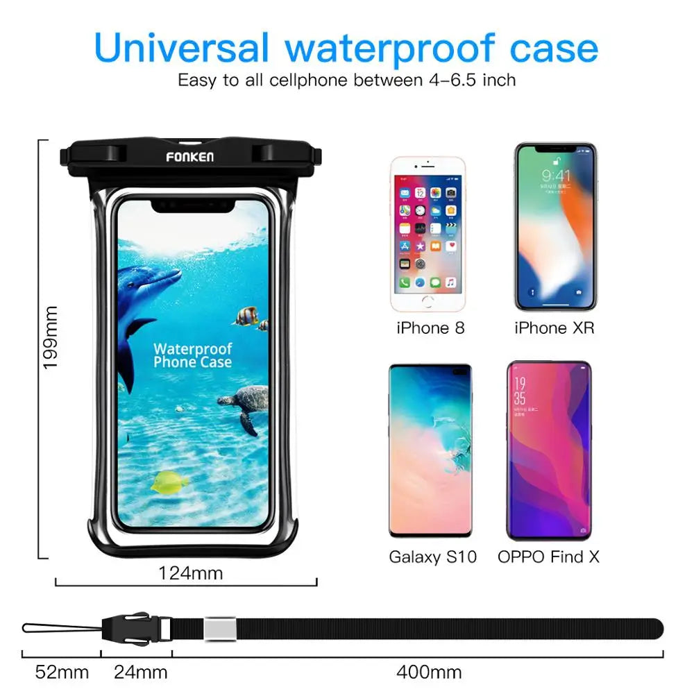 Full View Waterproof Case for Phone Underwater Snow Rainforest Transparent Dry Bag Swimming Pouch Big Mobile Phone Covers