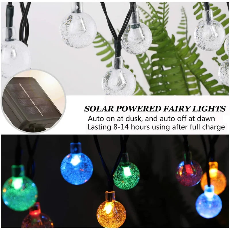 Solar Crystal Globe LED String Lights