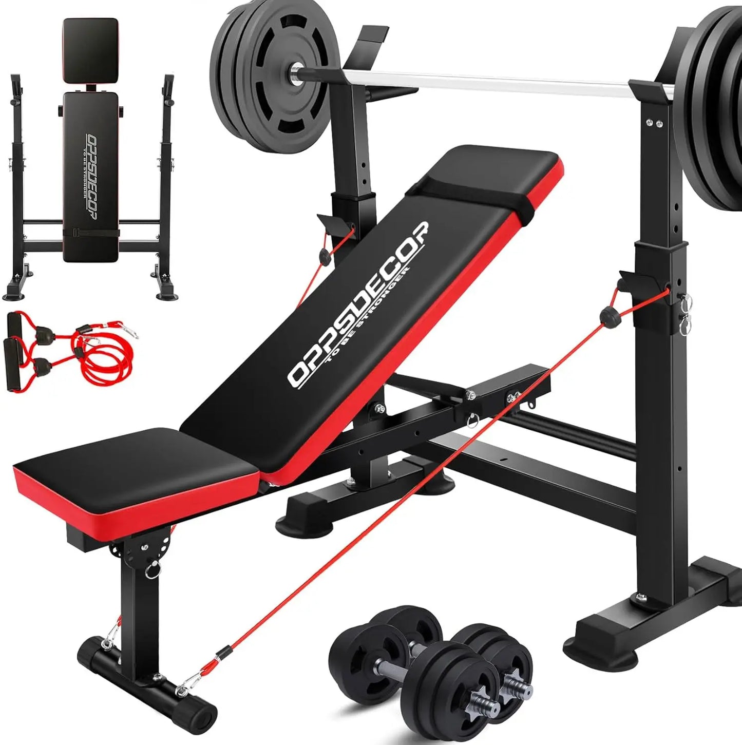 Bench Set with Squat Rack Adjustable Workout Bench with Leg