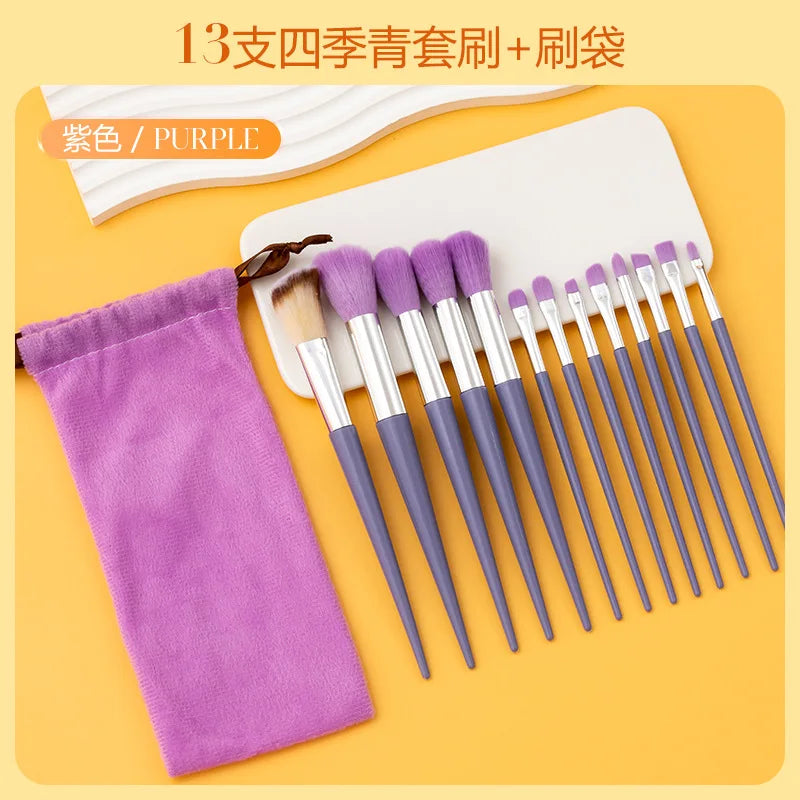 purpleflower holly leaf makeup brush suit soft hair face powder highlight blush brush eye shadow brush full set of beauty