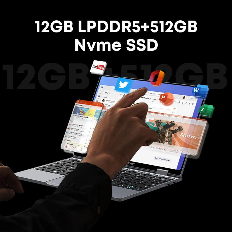 MiniBook X Laptop Tablet 2 In 1 Intel N100 /N5100 10.51" FHD IPS Screen 12GB LPDDR5 512G SSD Windows 11 Notebook 1200*1920