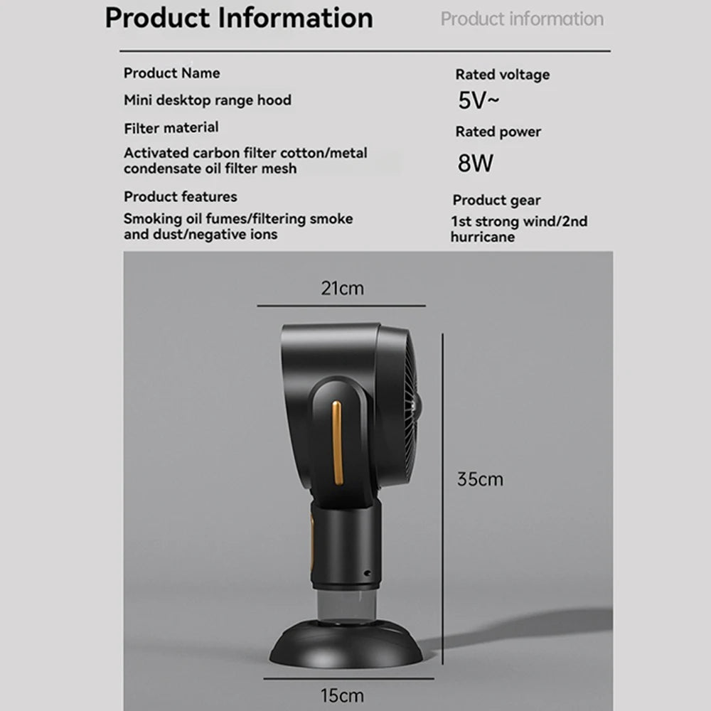 Desktop Range Hood Mini Suction Extractor Hood