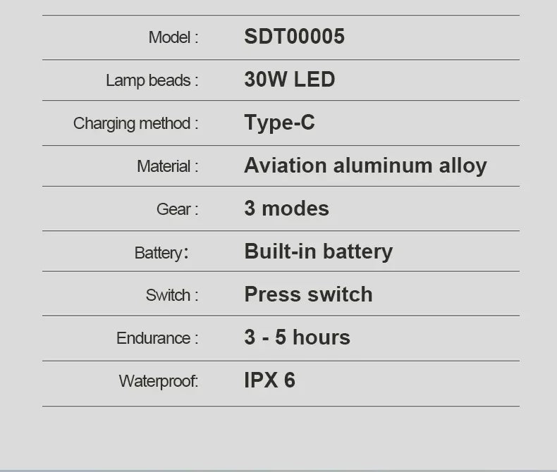 High Power Rechargeable LED Flashlight