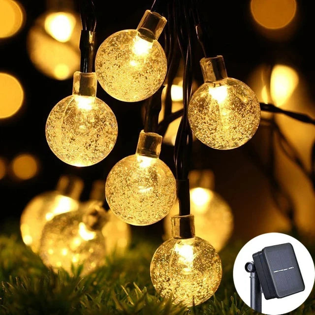 Solar Crystal Globe LED String Lights