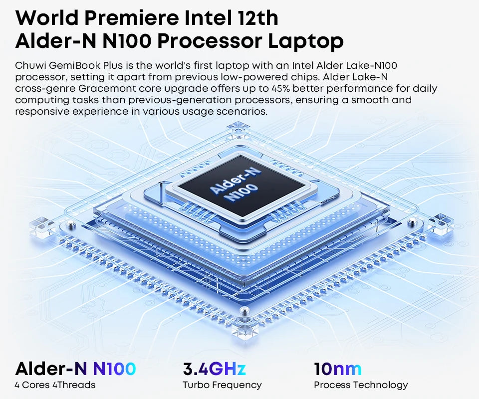 GemiBook Plus Laptop 15.6" Intel N100 Graphics for 12th Gen 1920*1080P 16GB RAM 512GB SSD With Cooling Fan Windows 11