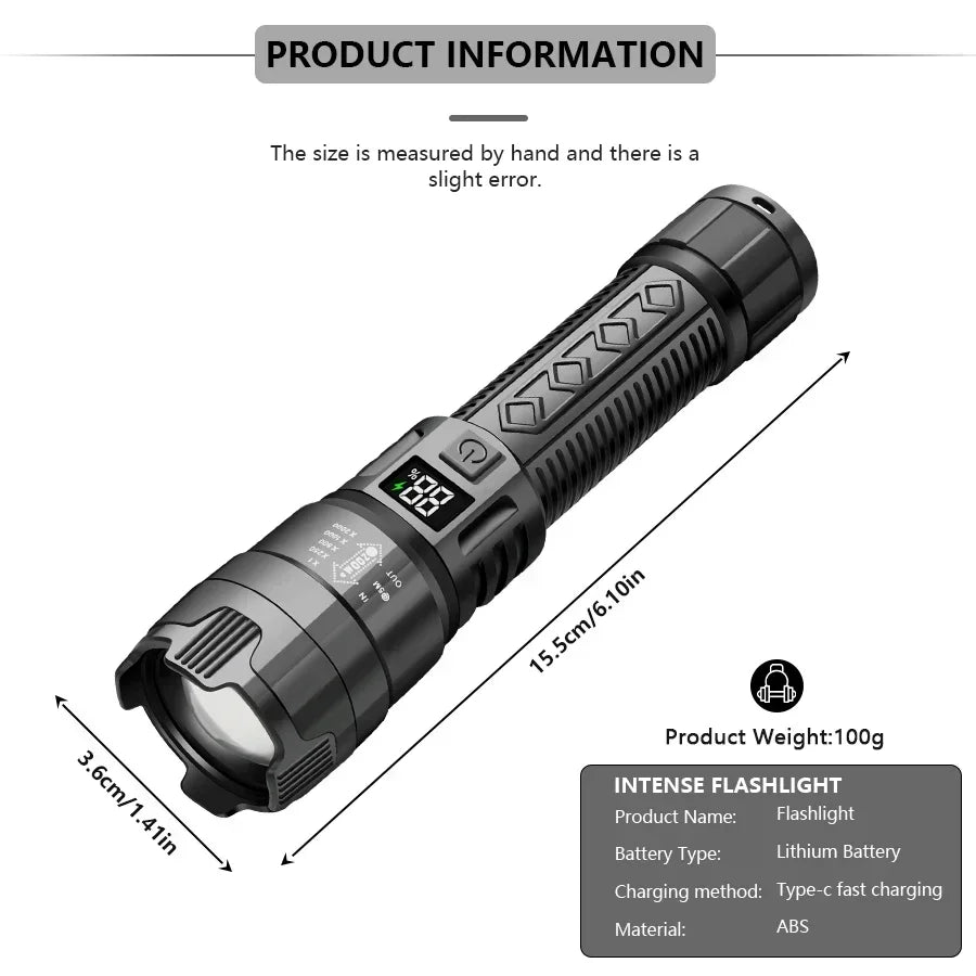 High Power Rechargeable LED Flashlight