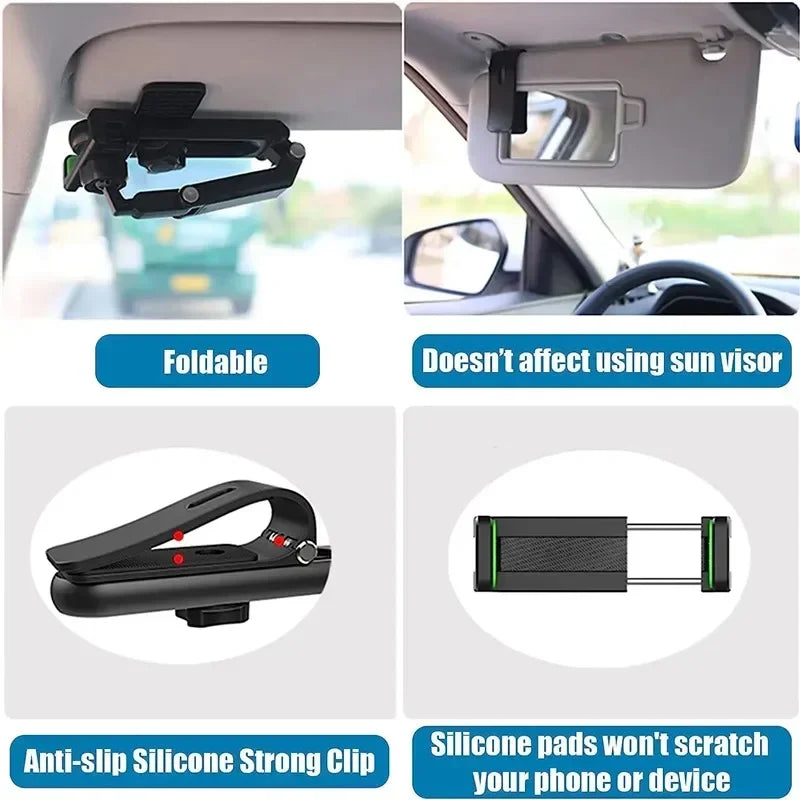 Car Rearview Mirror Phone Holder 1800 Rotate Car Phone Holder Mount Stand Dash Cam GPS Smartphone Bracket