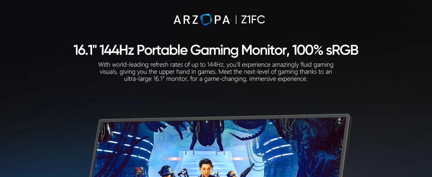 ARZOPA 16.1 inch 100% sRGB 144Hz Gaming Monitor  Laptop