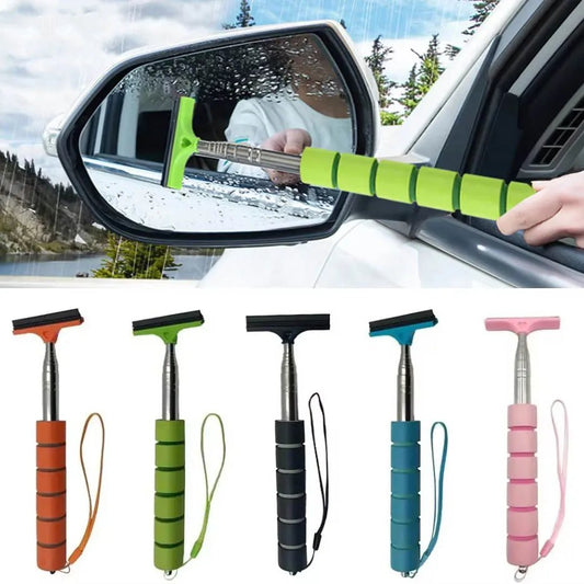 Car Rearview Mirror Wiper Stainless Steel Telescopic Retractable