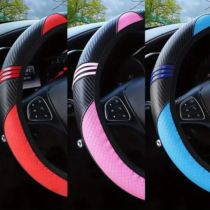 Leather Little Monster Cartoon Cat Car without Inner Ring Steering Wheel Cover Automotive Supplies 14.5-15INCH，Car Accessories