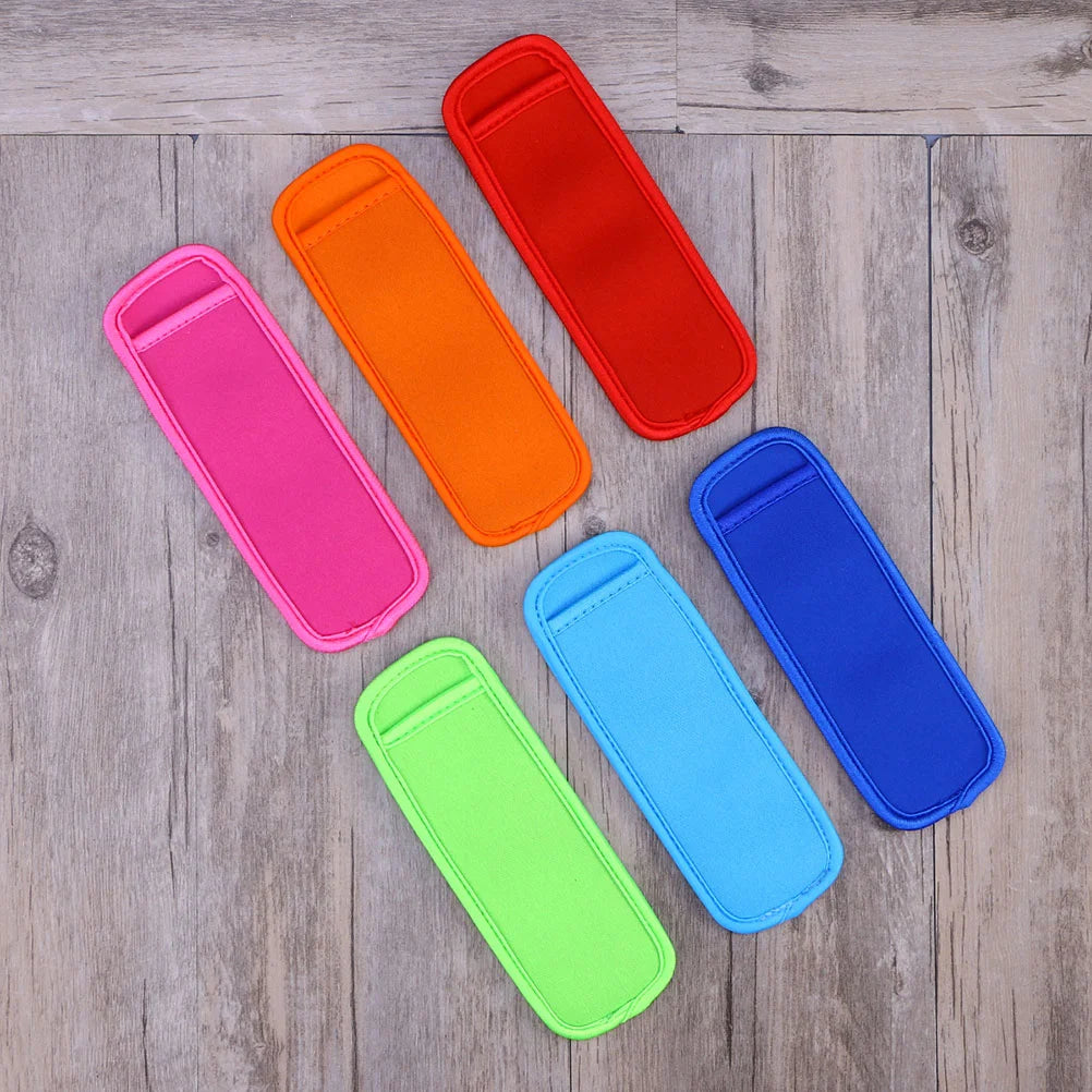 6 Pcs Colorful Popsicles Sets Insulated Ice Stick Holder