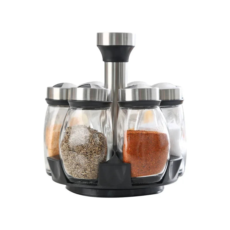 Spice Jar Set Rack Glass