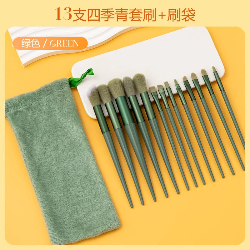 purpleflower holly leaf makeup brush suit soft hair face powder highlight blush brush eye shadow brush full set of beauty