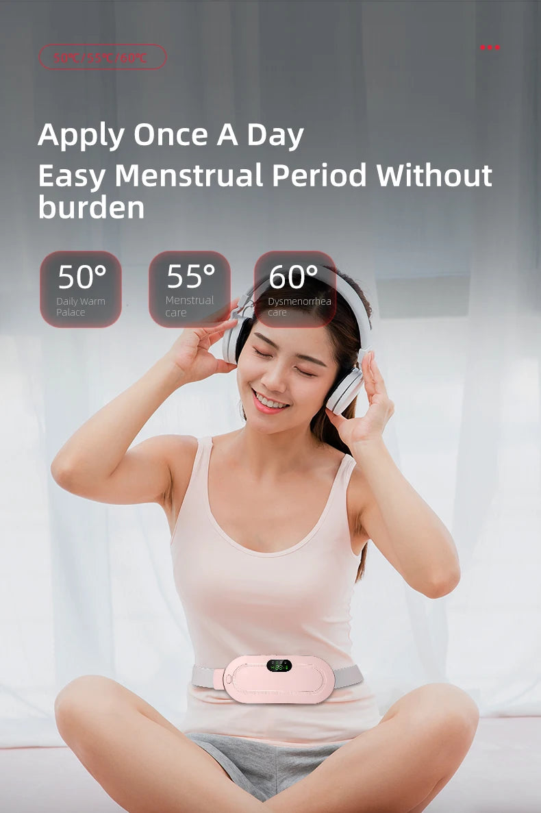 Menstrual Heating Pad Abdominal Massager Smart Warm Palace Belt Waist Vibration Massage Device for Cramps Period Pain Relief