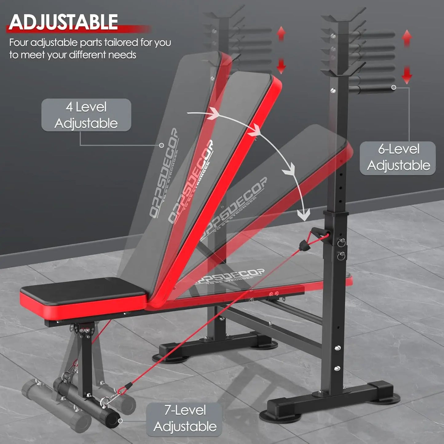 Bench Set with Squat Rack Adjustable Workout Bench with Leg