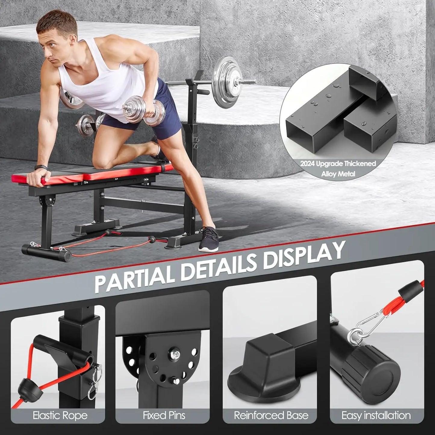 Bench Set with Squat Rack Adjustable Workout Bench with Leg