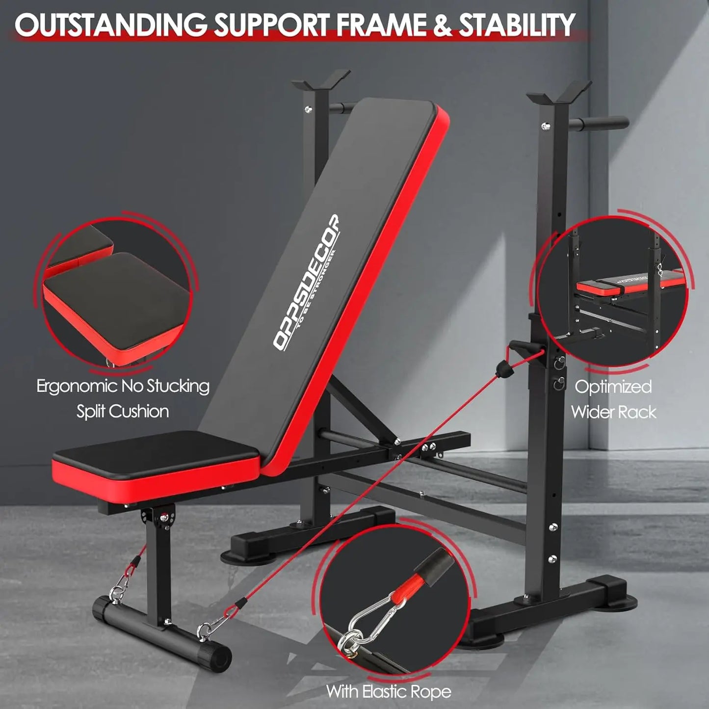 Bench Set with Squat Rack Adjustable Workout Bench with Leg