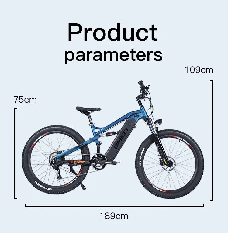 electric bicycle 1000W power 48V 20AH 27.5*2.8 inch tire