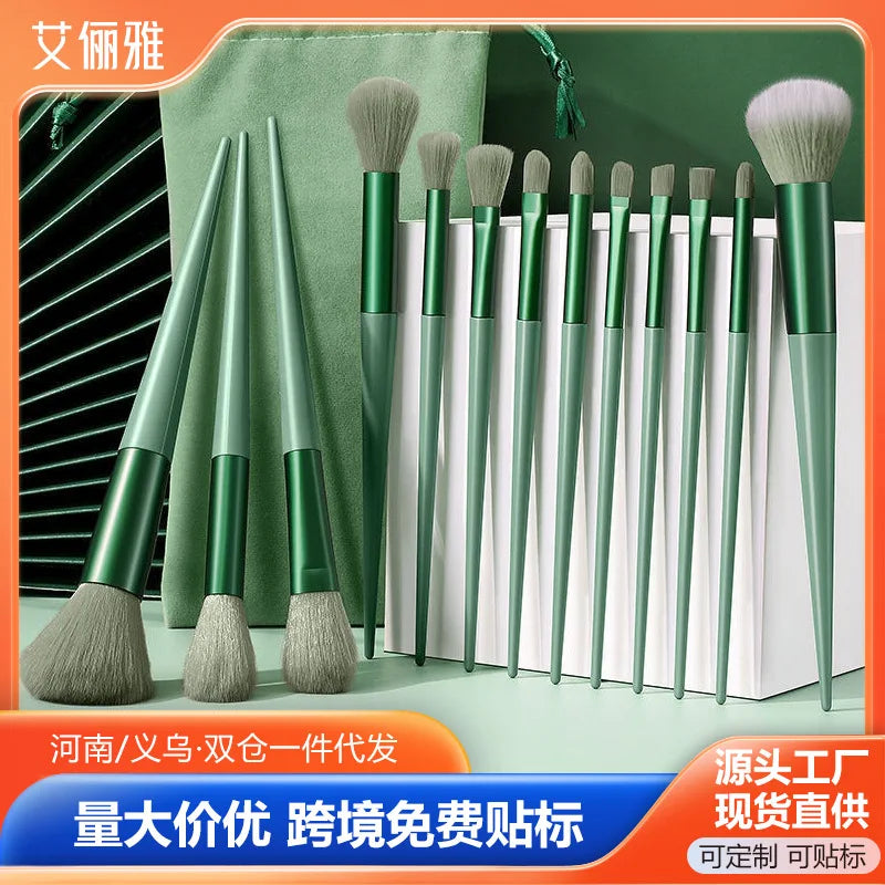 purpleflower holly leaf makeup brush suit soft hair face powder highlight blush brush eye shadow brush full set of beauty