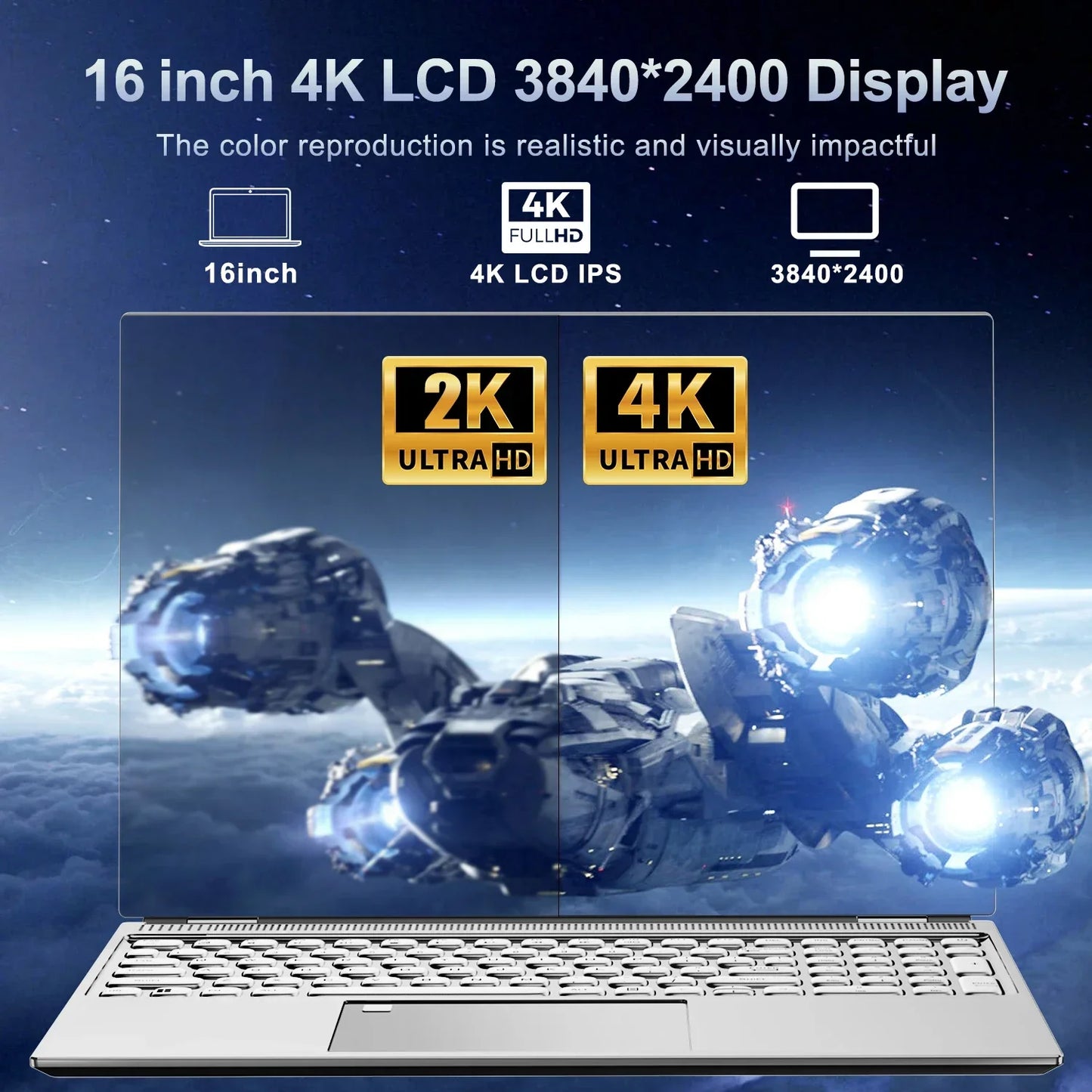 New 16" Inch 4K Laptop, 120 Hz ultra-clear screen, Windows 11 Pro Portable PC Gaming notebooks 32GB 2TB fingerprint unlock