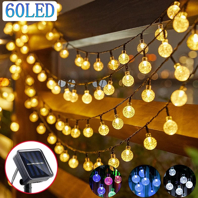 Solar Crystal Globe LED String Lights