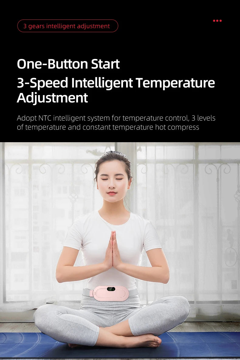 Menstrual Heating Pad Abdominal Massager Smart Warm Palace Belt Waist Vibration Massage Device for Cramps Period Pain Relief