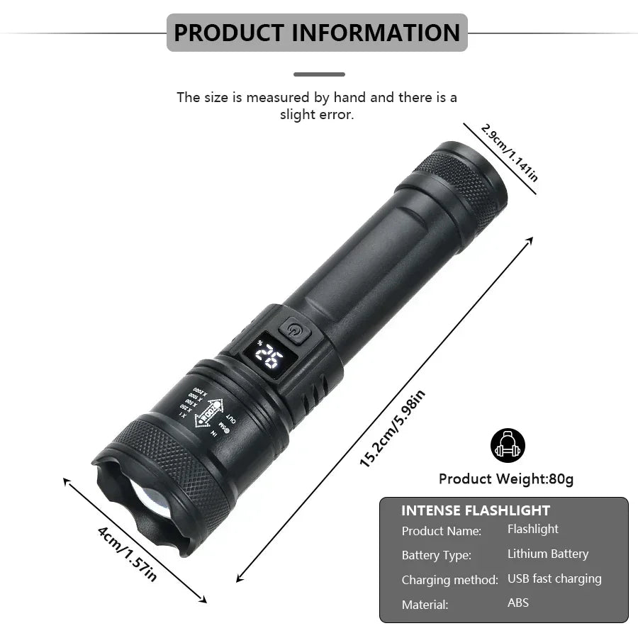 High Power Rechargeable LED Flashlight