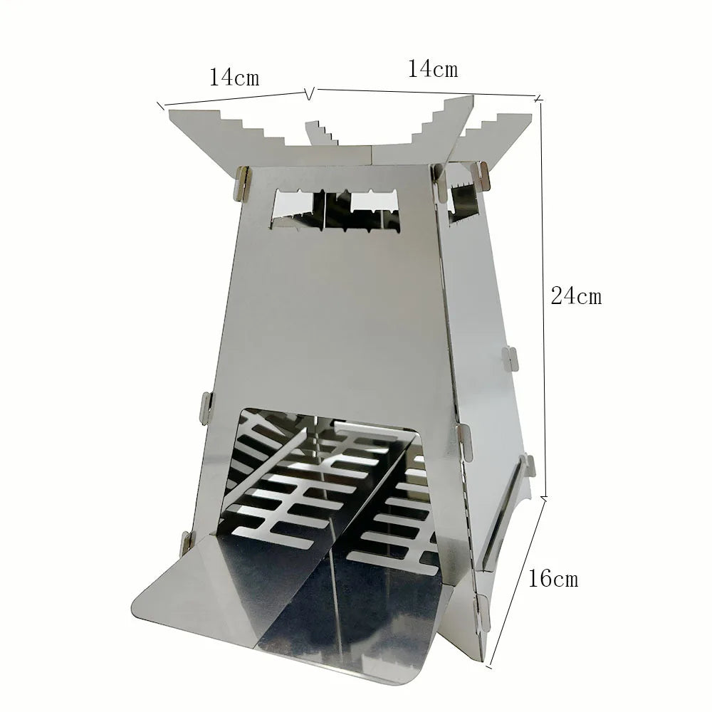 Mini Folding Stove Stainless Steel Wood