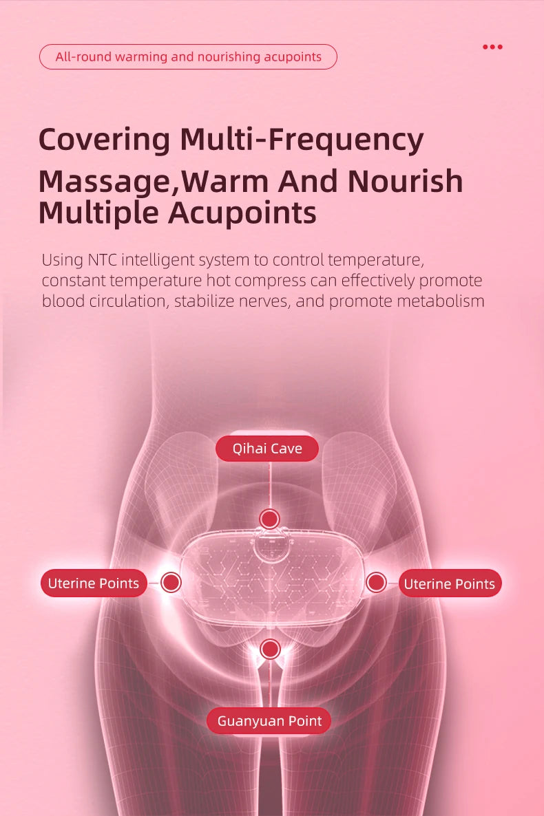 Menstrual Heating Pad Abdominal Massager Smart Warm Palace Belt Waist Vibration Massage Device for Cramps Period Pain Relief