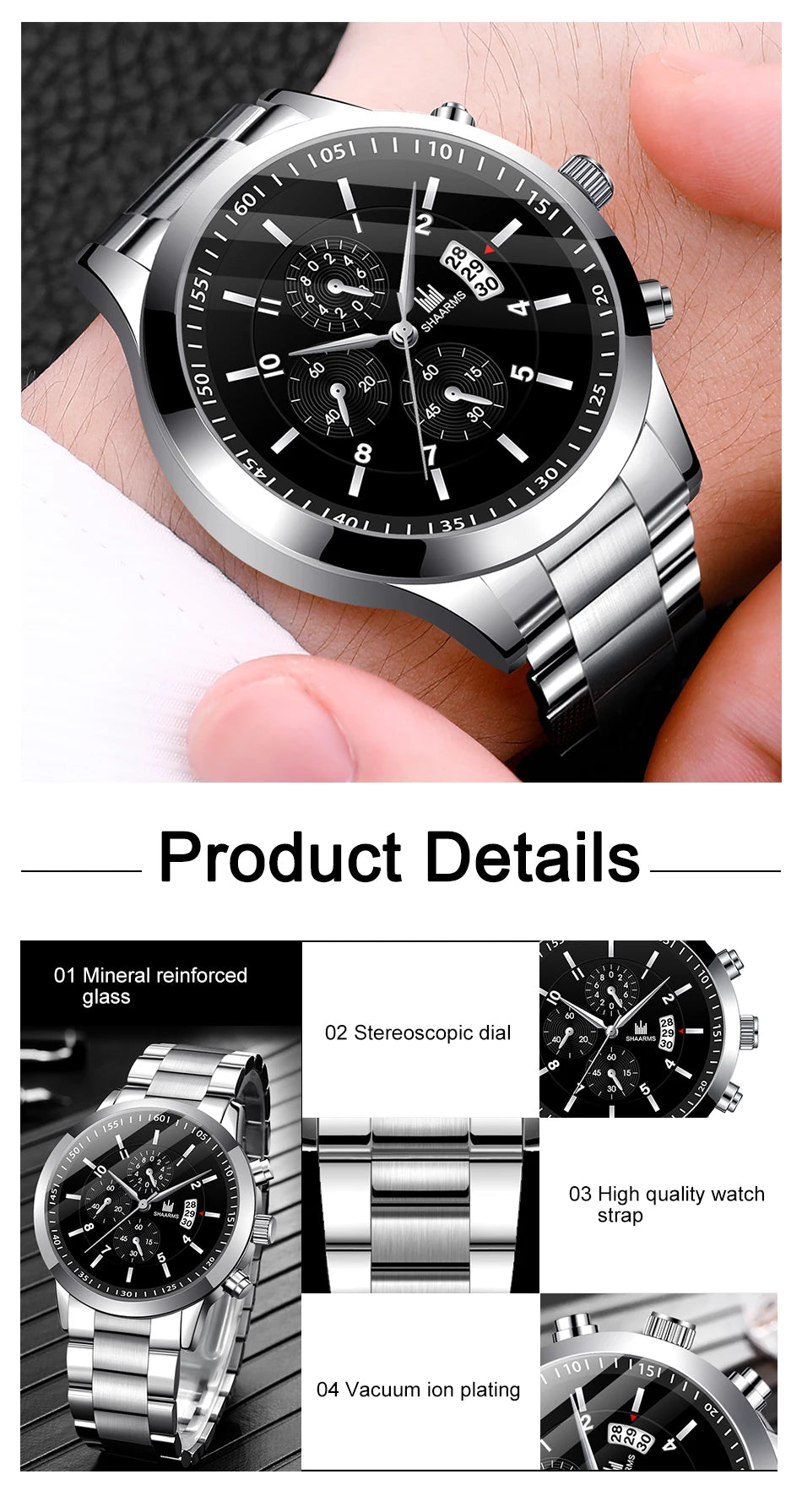 Fashion Mens Stainless Steel Watches Luxury