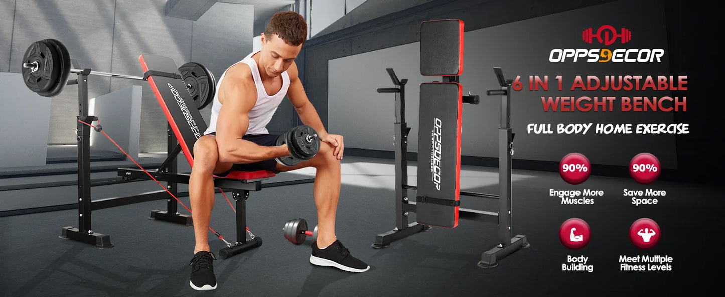 Bench Set with Squat Rack Adjustable Workout Bench with Leg