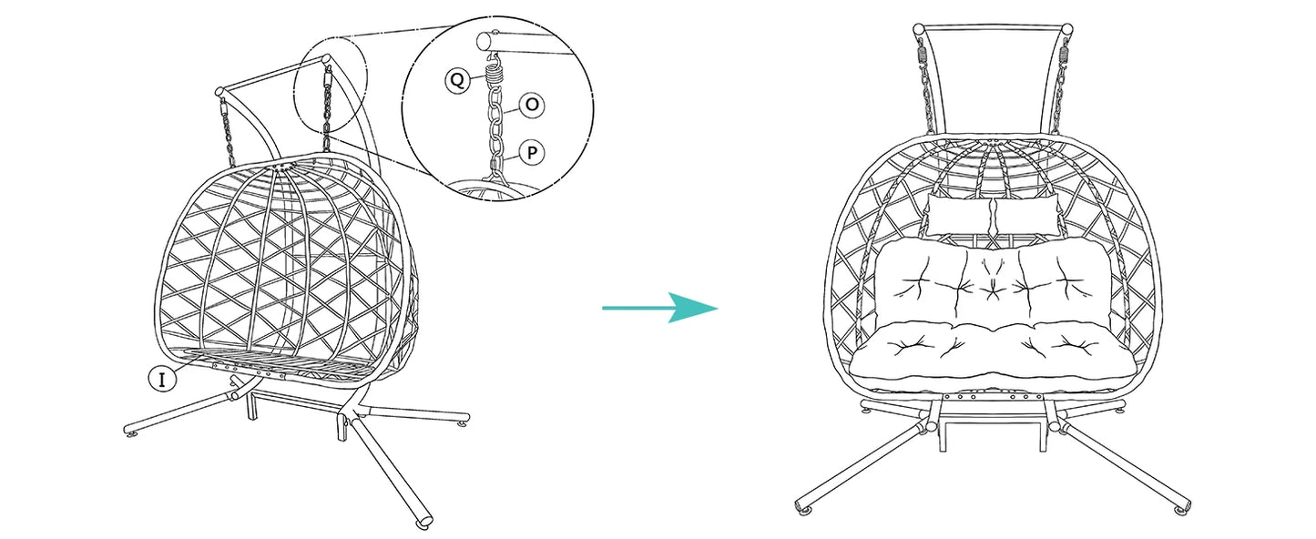 Double Egg Swing Chair with Stand, 2 Person