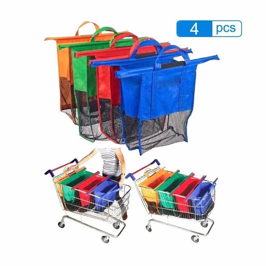 4Pcs/set Foldable Cart Trolley Supermarket Shopping Storage Bags