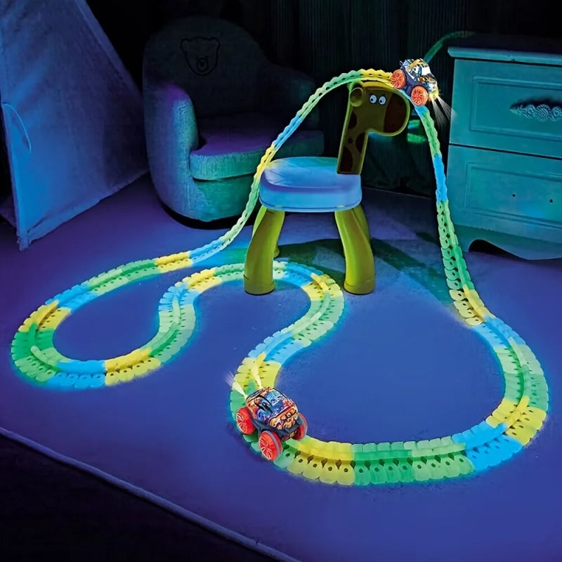 Glow-in-the-Dark DIY Track Car Set for Boys and Girls