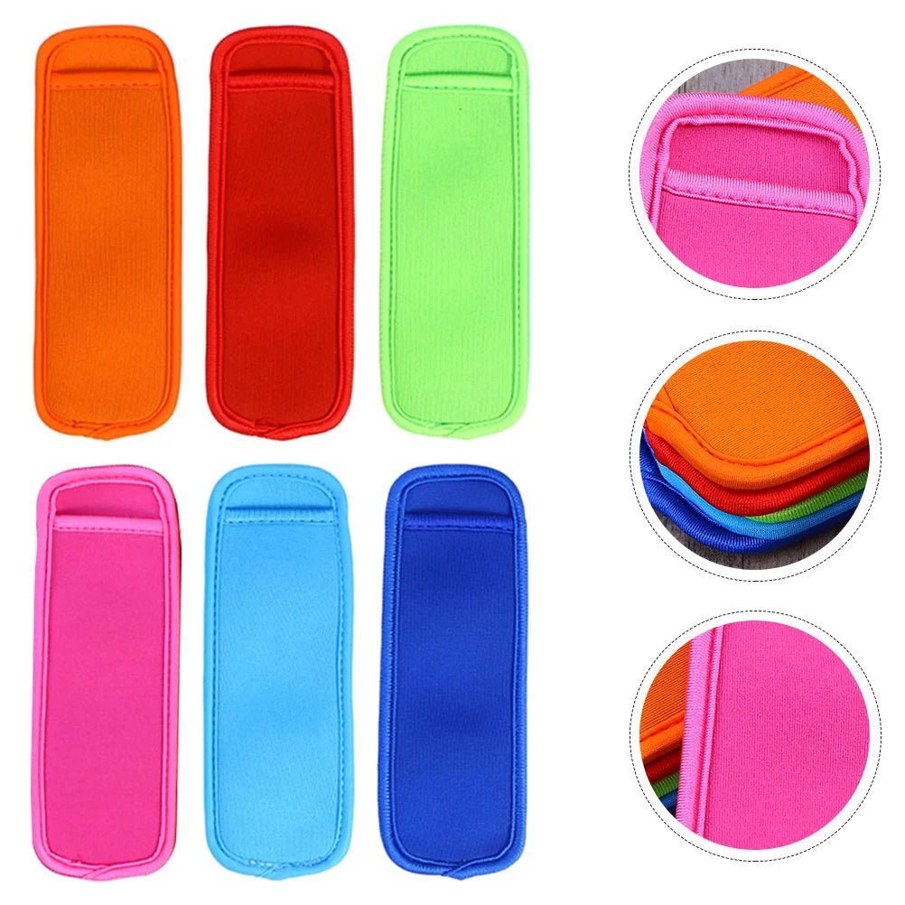 6 Pcs Colorful Popsicles Sets Insulated Ice Stick Holder