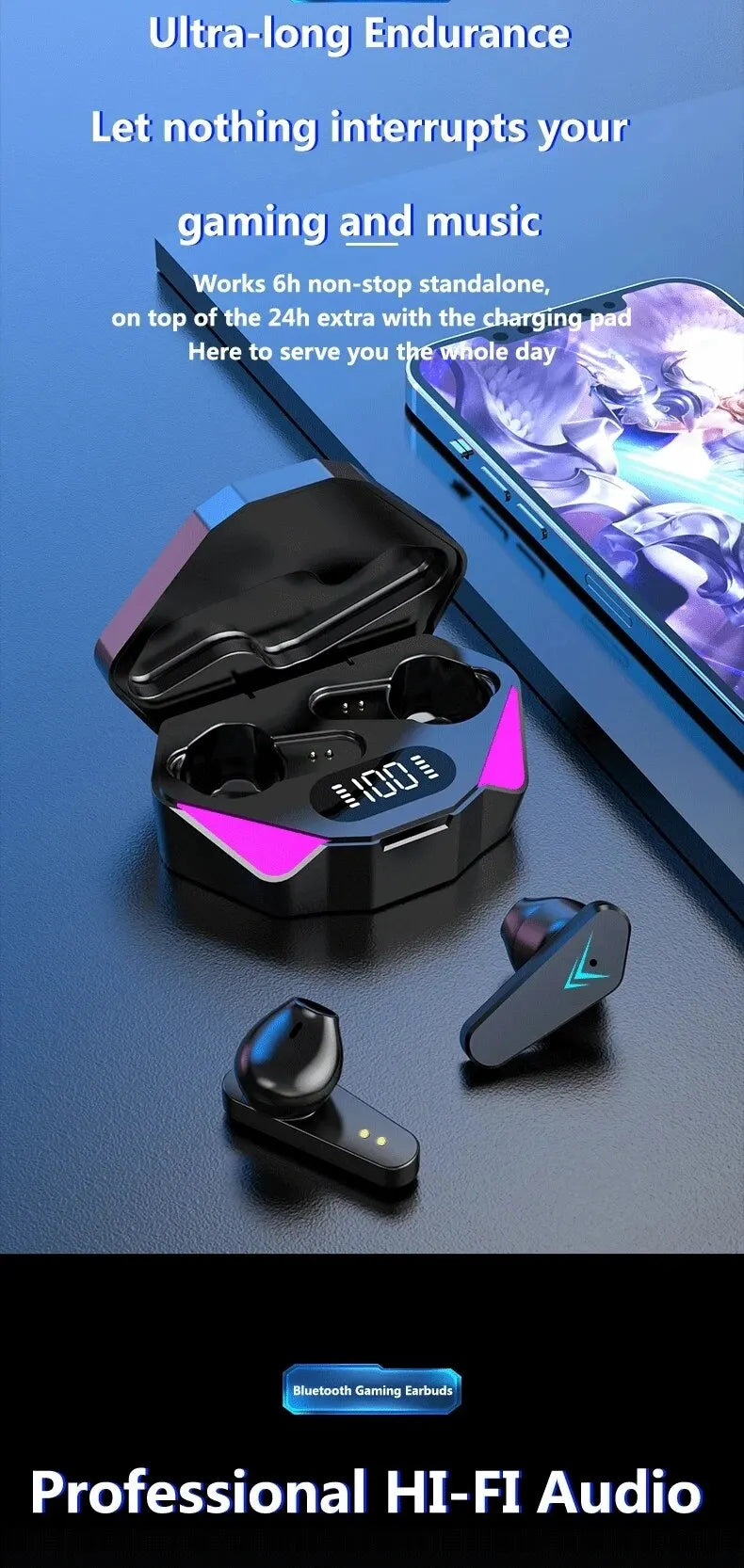 X15 TWS Wireless Bluetooth Headset LED Display Gamer