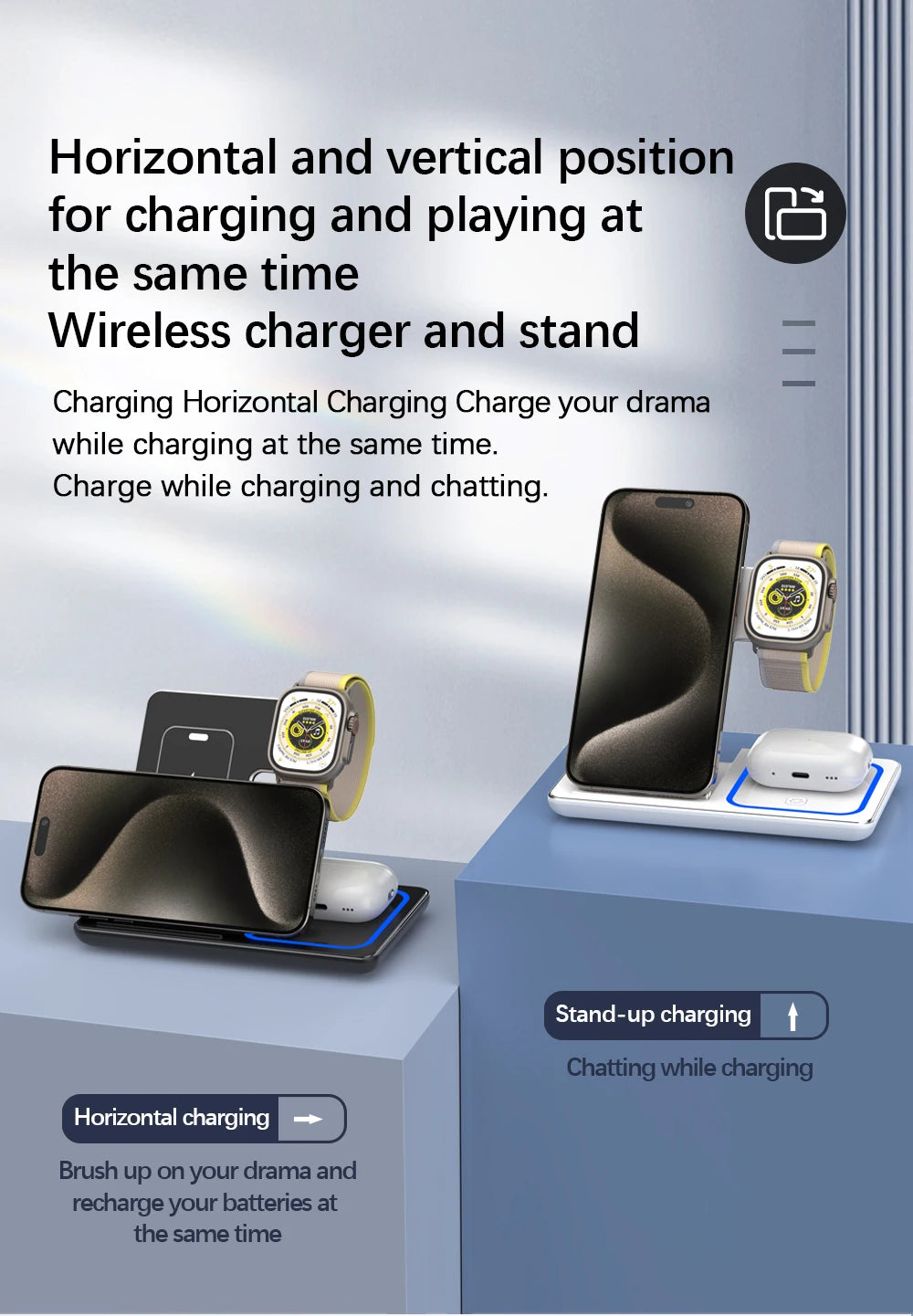 30W LED Fast Wireless Charger Stand