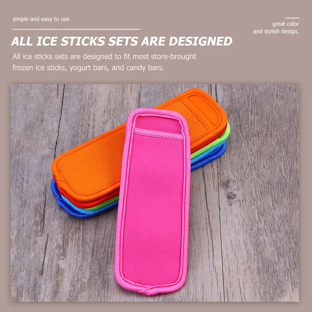 6 Pcs Colorful Popsicles Sets Insulated Ice Stick Holder