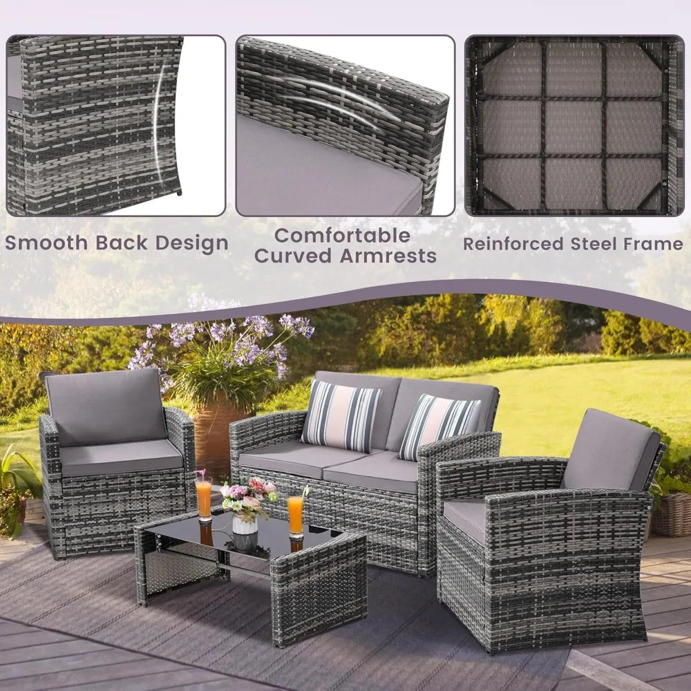 4 Piece Patio Parlor Set