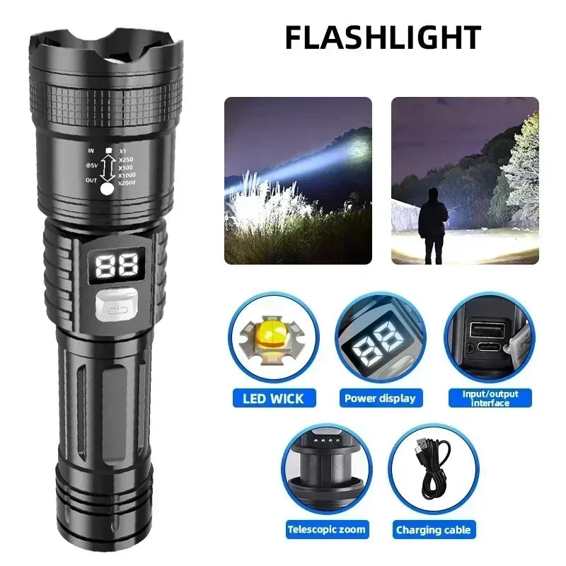 High Power Rechargeable LED Flashlight