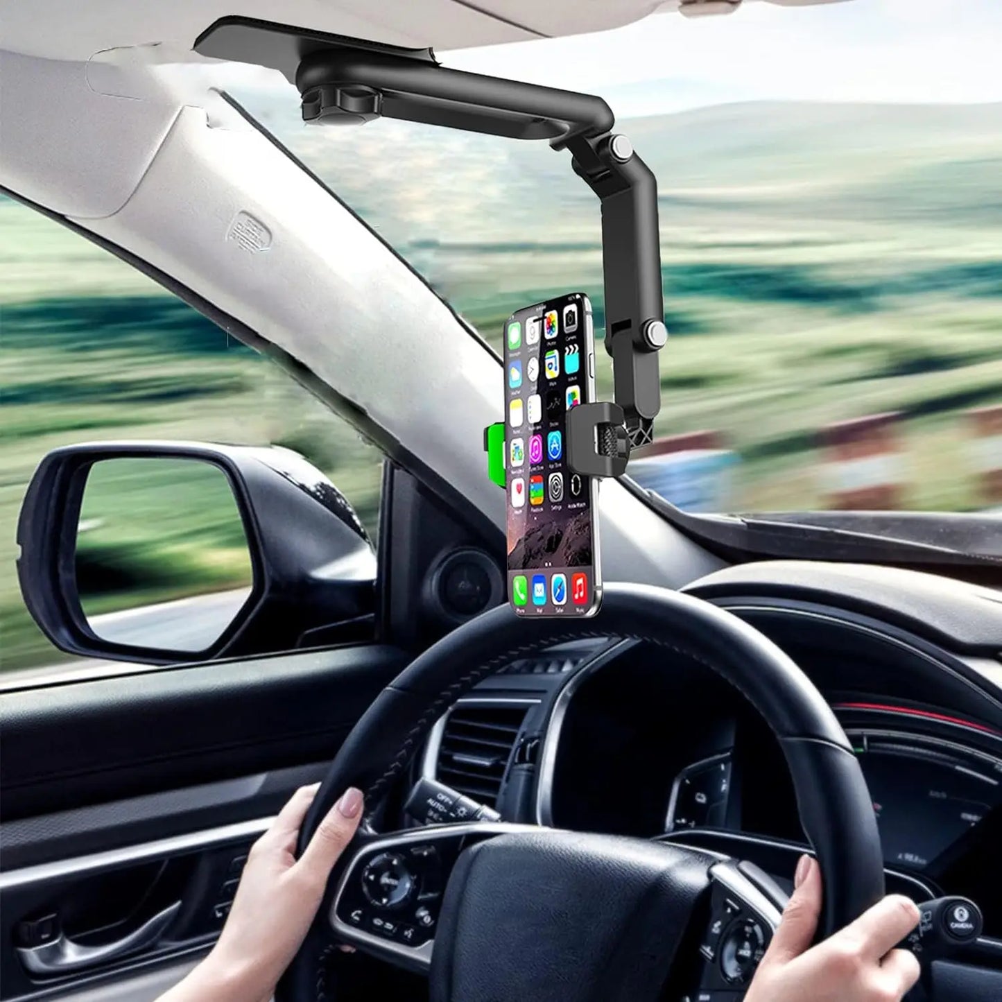 Car Rearview Mirror Phone Holder 1800 Rotate Car Phone Holder Mount Stand Dash Cam GPS Smartphone Bracket