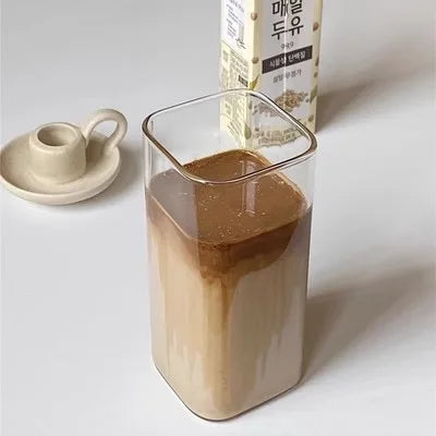 Square Heat Resistant Coffee Glass Cup