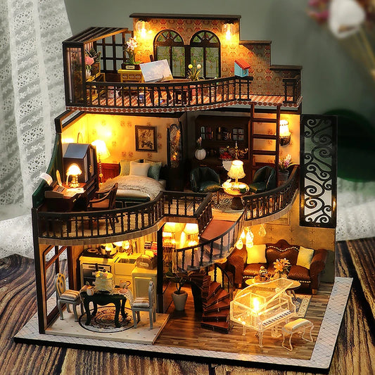 Wooden Doll House 3D toys